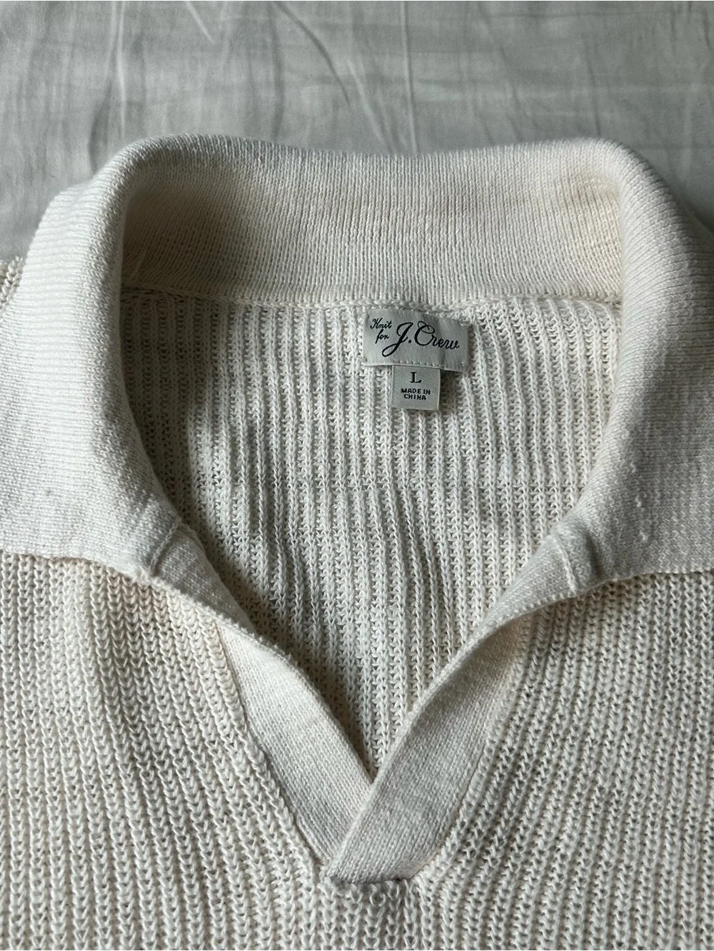 J. Crew Cream Knit Polo Shirt
